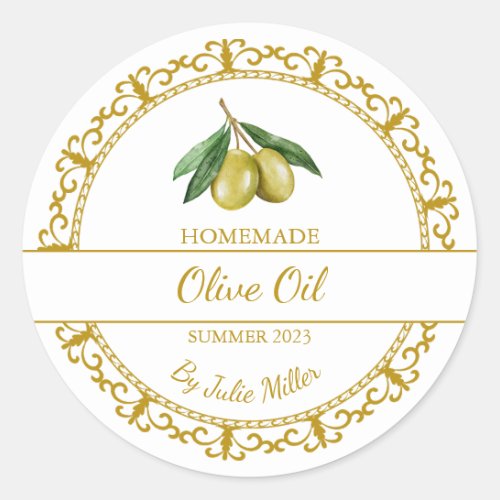 Vintage Gold Homemade Olive Oil Label