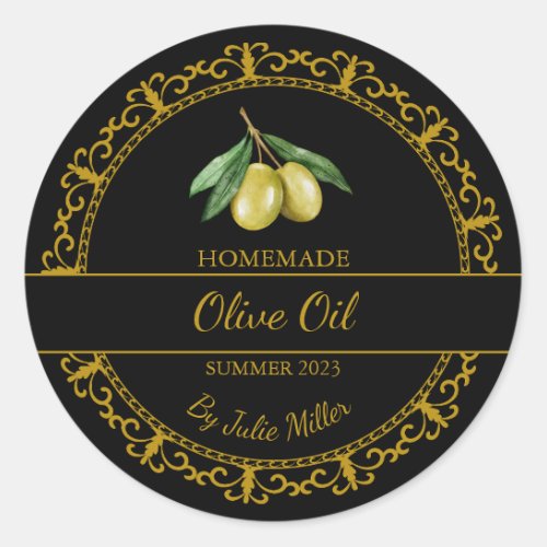 Vintage Gold Homemade Olive Oil Label  Black