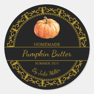 Vintage Gold Homemade Pumpkin Butter Label Black