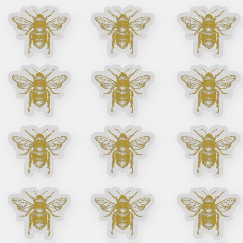 Vintage Gold Honeybee Beekeeper Sticker