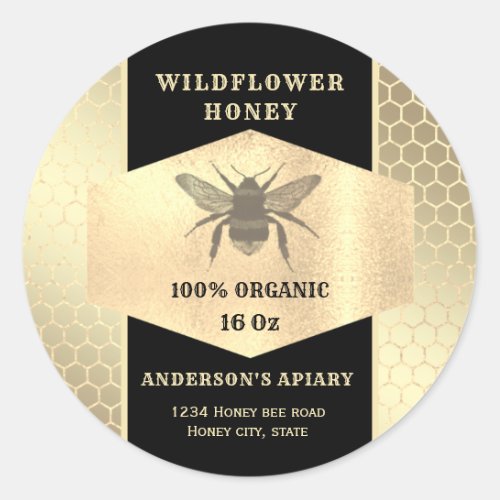 Vintage  gold honeybee  honey jar label