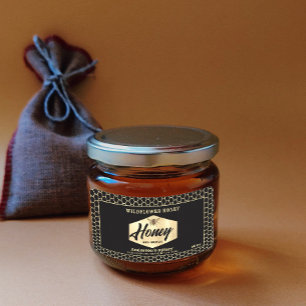 Vintage  gold honeybee  script honey jar label