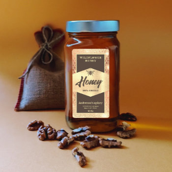 Vintage  Gold Honeybee  Script Honey Jar Label by Makidzona at Zazzle