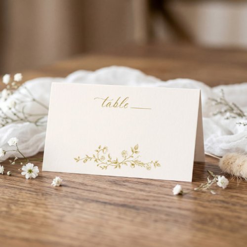 Vintage Gold &amp; Ivory French Floral Wedding Place Card