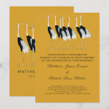 Vintage Gold Japanese Cranes Elegant Script