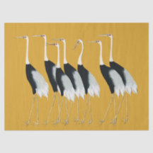 Vintage Gold Japanese Cranes Fine Art Graphic