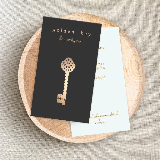 Customizable Vintage Gold Key Business Card