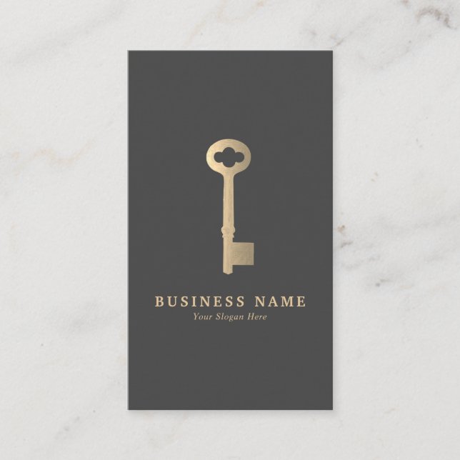 Vintage Gold Key Business Card (Front)