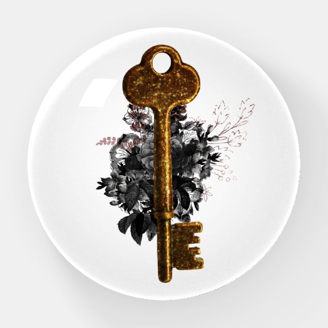 Vintage Gold Key Paperweight (Front)