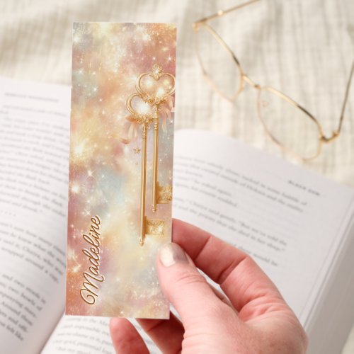 Pretty Bookmarks 16 Vintage Gold Keys With Sparkling Night Sky Bookmarks