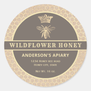 Vintage gold Kraft  queen bee honey jar label