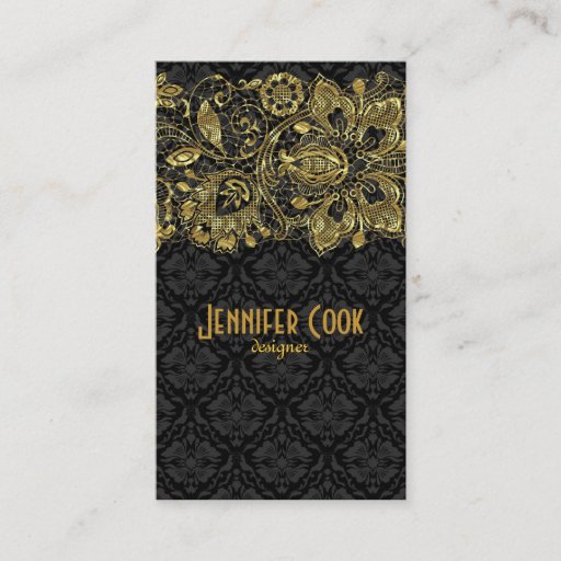 Customizable Vintage Gold Lace &amp; Floral Damasks Business Cards