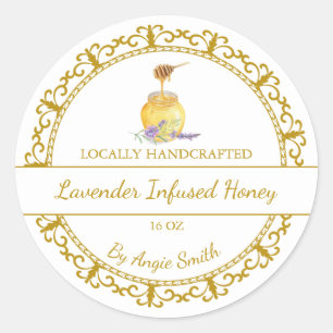 Vintage Gold Lavender Infused Honey Label