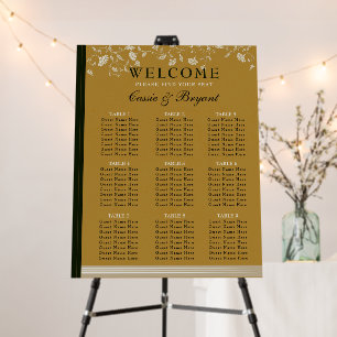 Vintage Gold Library Book Wedding Seating Chart Foam Board