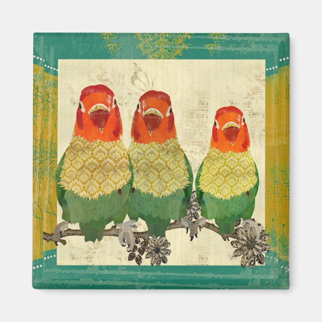 Vintage Gold Love Birds Magnet (Front)