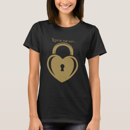 Vintage Gold Love Key  Lock Quote Matching 1 T_Shirt