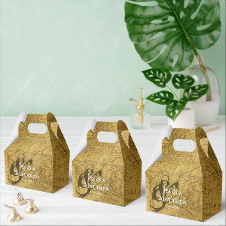 Vintage Gold Map Wedding Favor Boxes