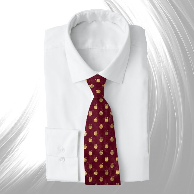 Vintage Gold Maroon Apples Neck Tie (Creator Uploaded)