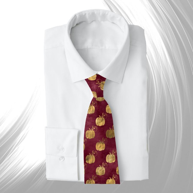 Vintage Gold Maroon Pumpkin Neck Tie (Creator Uploaded)