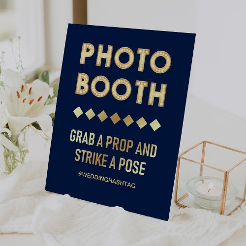 Vintage Gold Marquee Letters Wedding Photo Booth Pedestal Sign