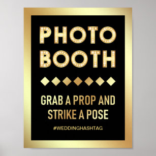 Vintage Gold Marquee Letters Wedding Photo Booth Poster