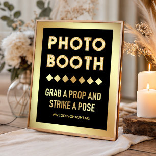 Vintage Gold Marquee Letters Wedding Photo Booth Poster