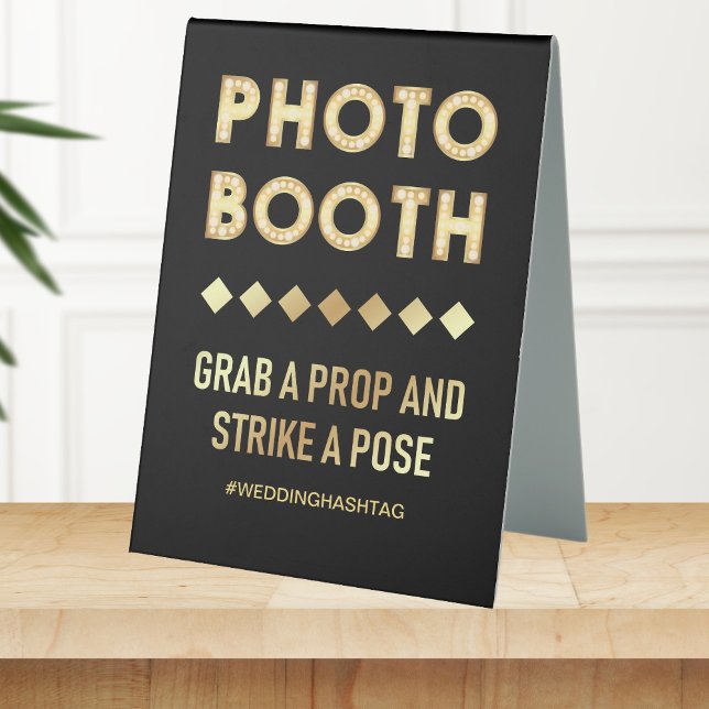 Vintage Gold Marquee Letters Wedding Photo Booth Table Tent (Creator Uploaded)