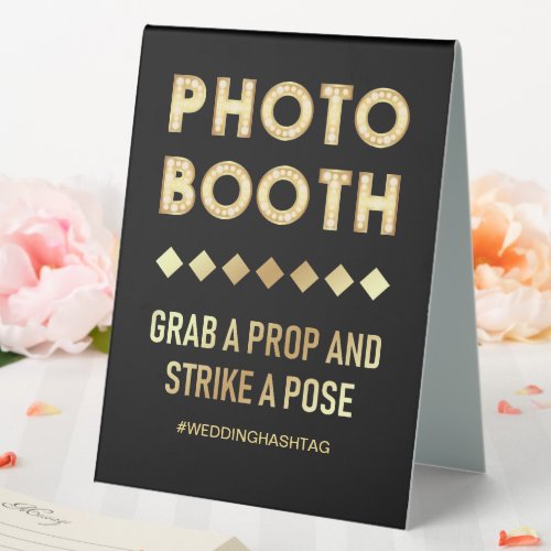 Vintage Gold Marquee Letters Wedding Photo Booth Table Tent Sign