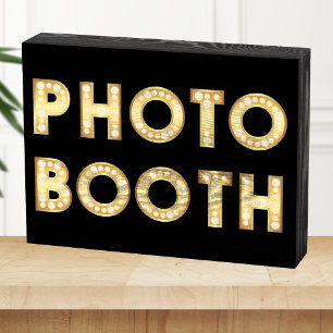 Vintage Gold Marquee Letters Wedding Photo Booth Wooden Box Sign