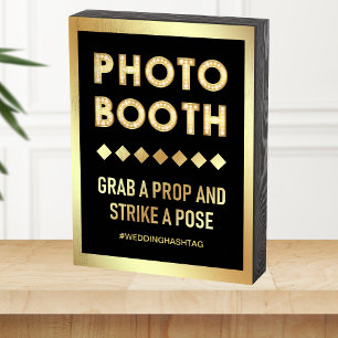 Vintage Gold Marquee Letters Wedding Photo Booth Wooden Box Sign