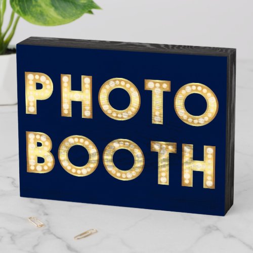 Vintage Gold Marquee Letters Wedding Photo Booth Wooden Box Sign