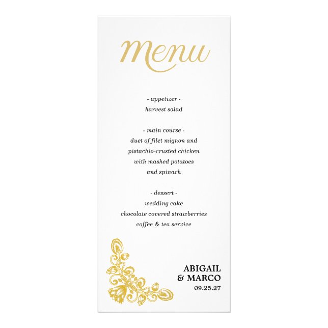 Vintage Gold Menu (Front)