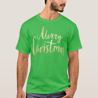 Vintage Gold Merry Christmas Text T-Shirt