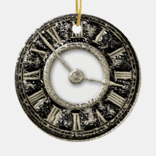 vintage Gold Metal clockface Ceramic Ornament