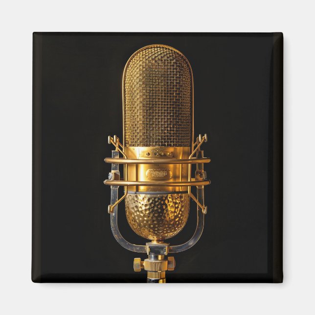 Vintage gold microphone magnet (Front)