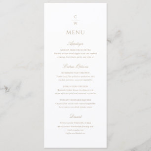 Vintage Gold Monogram Classic Modern Wedding Menu