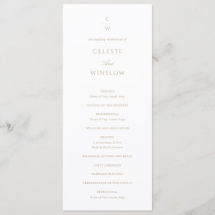 Vintage Gold Monogram Classic Modern Wedding Program