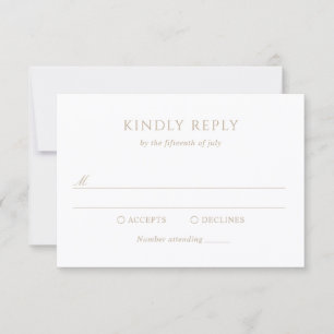 Vintage Gold Monogram Classic Modern Wedding RSVP Card