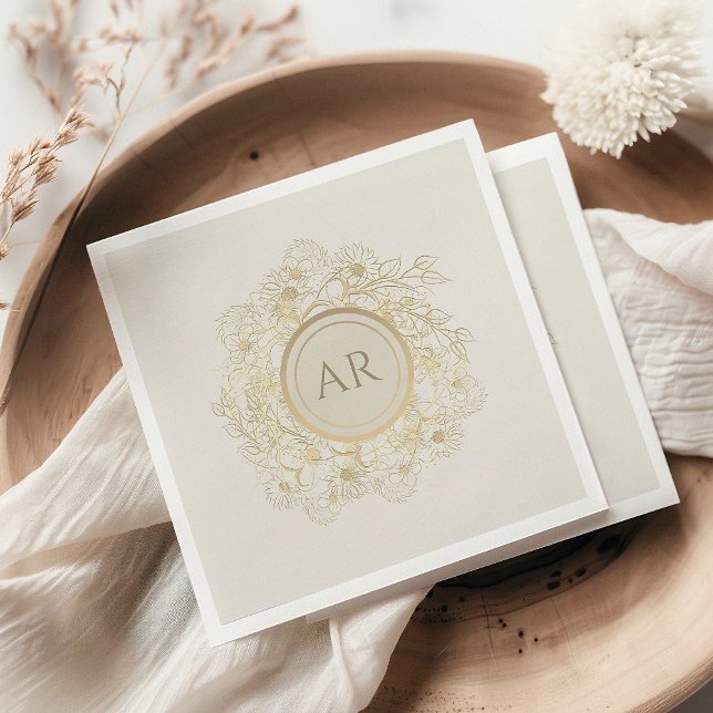 Vintage Gold Monogram Wedding Napkins (Creator Uploaded)
