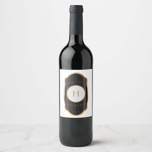 Vintage Gold Monogram Wine Label (Front)