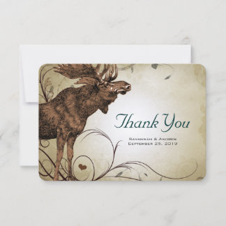 Vintage Gold Moose Wedding Thank You Cards