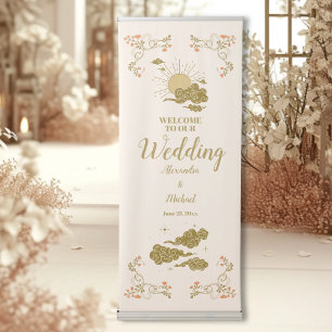 Vintage Gold Mystical Botanical Wedding Retractable Banner