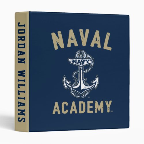 Vintage Gold Naval Academy Anchor 3 Ring Binder