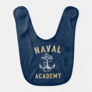 Vintage Gold Naval Academy Anchor Baby Bib