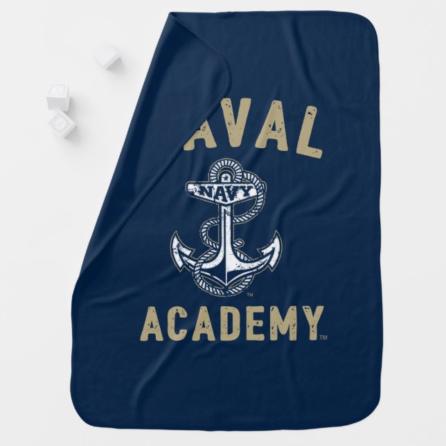 Vintage Gold Naval Academy Anchor Baby Blanket (In Situ)