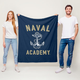Vintage Gold Naval Academy Anchor Fleece Blanket