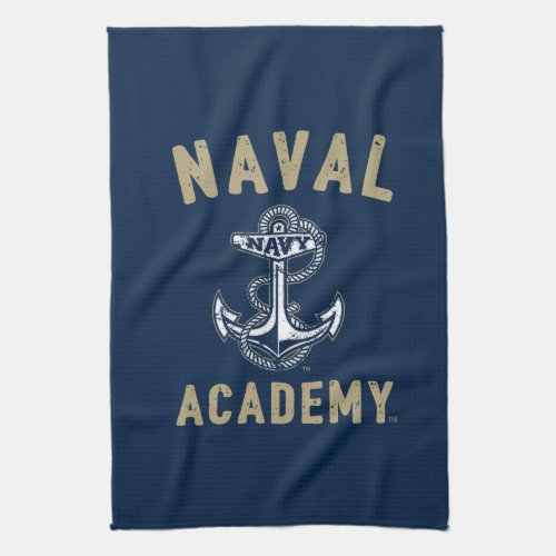 Vintage Gold Naval Academy Anchor Kitchen Towel