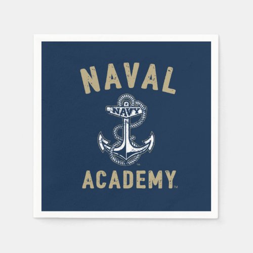 Vintage Gold Naval Academy Anchor Napkins