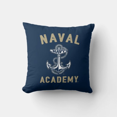 Vintage Gold Naval Academy Anchor Throw Pillow