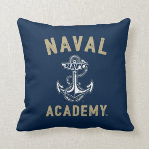 Vintage Gold Naval Academy Anchor Throw Pillow